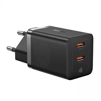 Baseus sieninis įkroviklis GaN5 40W, 2x USB C (Juoda)