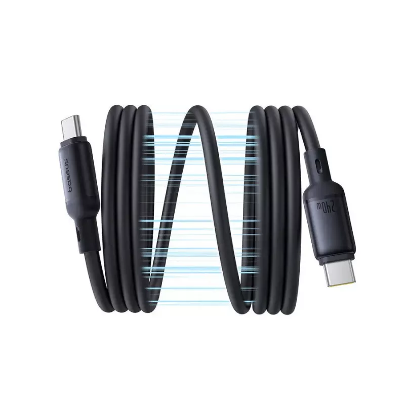 USB-C į USB-C kabelis Baseus PicoGo 1 m, juodas, duomenų perdavimas iki 0,48 Gbit/s