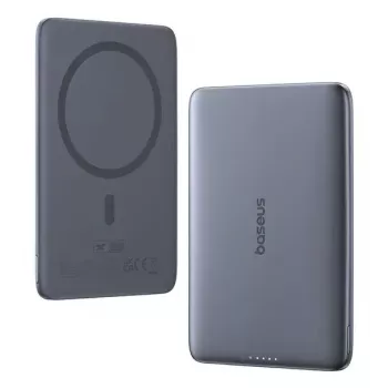 Nešiojama išorinė baterija Baseus PicoGo Ultra-plonas 5000 mAh, 20 W išvestis, belaidis įkrovimas, USB-C, pilka