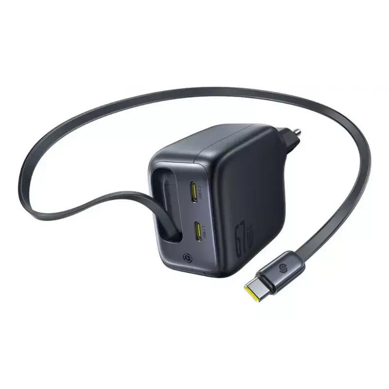 Įkroviklis Baseus EnerCore CJ11 Fast Charger 3C 67W — 3× USB-C, kintamosios srovės įvestis, juodas