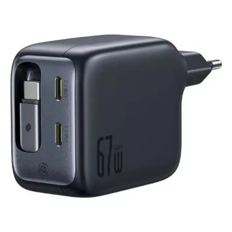 Įkroviklis Baseus EnerCore CJ11 Fast Charger 3C 67W — 3× USB-C, kintamosios srovės įvestis, juodas