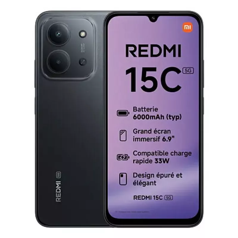 Išmanusis telefonas „Xiaomi Redmi 15C 5G“ 6,9 colių 256 GB juodos spalvos