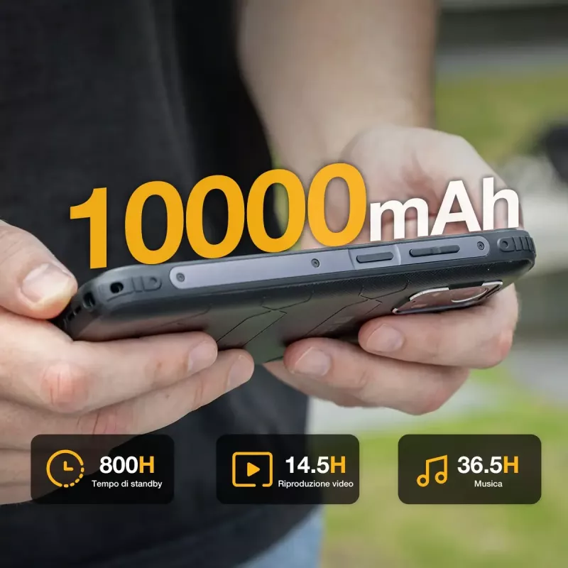 Išmanusis telefonas AGM H Max — 6.56 colio ekranas, Android 14, 4 GB RAM, 256 GB, Dual SIM, 10000 mAh, IP68, juoda