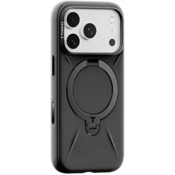 Telefono dėklas Torras OSTAND SPIN SERIES, skirtas iPhone 17 Pro Max, juodas
