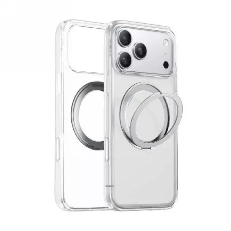 Telefono permatomas apsauginis dėklas Torras Ostand Pro Series, skirtas iPhone 17 Pro Max — plonas lengvas permatomas dangtelis