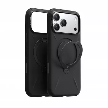 Telefono dėklas Torras Spin Softune serija, skirtas iPhone 17 Pro — Juodas, plonas apsauginis dėklas