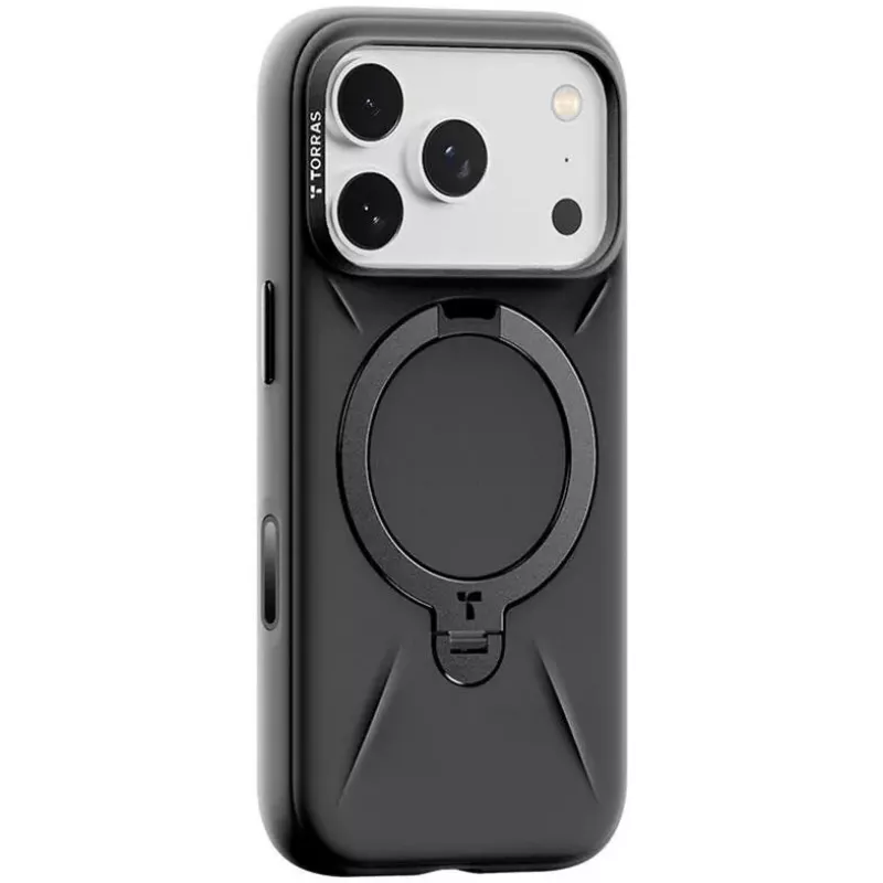 Apsauginis telefono dėklas Torras Spin Softune, skirtas iPhone 17 Pro Max — juodas