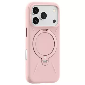 Torras Ostand Spin Softune serijos telefono dėklas, skirtas iPhone 17 Pro – rožinis