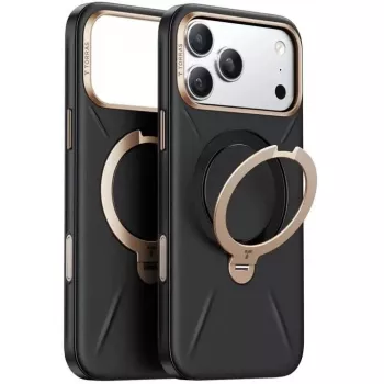 Telefono dėklas Torras Ostand Spin Vegskin Series, skirtas „iPhone 17 Pro Max“, juodas
