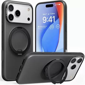 Apsauginis Torras Protective Fitness serijos dėklas, skirtas iPhone 17 Pro Max – juodas, modelis X00FX2432