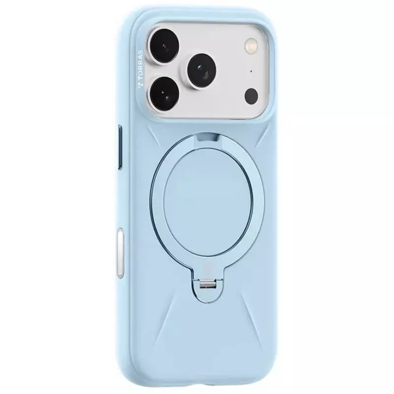 Torras Ostand Spin Softune serijos telefono dėklas iPhone 17 Pro Max – melsvai mėlynas