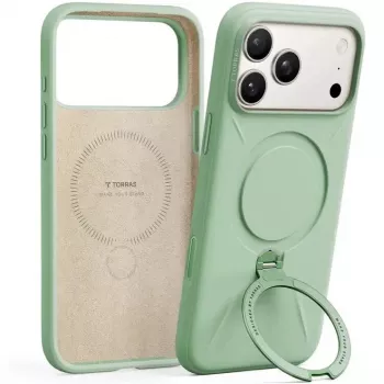 Apsauginis telefono dėklas Torras Spin Softune Series, skirtas iPhone 17 Pro, žalias