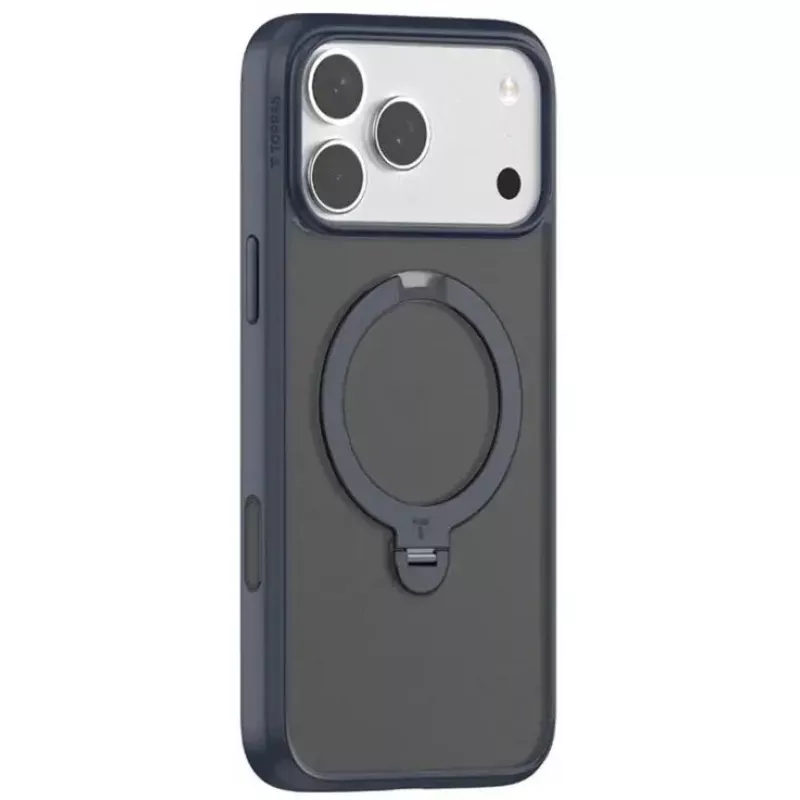 Telefono dėklas Torras Ostand Spin Series, skirtas iPhone 17 Pro, tamsiai mėlynas