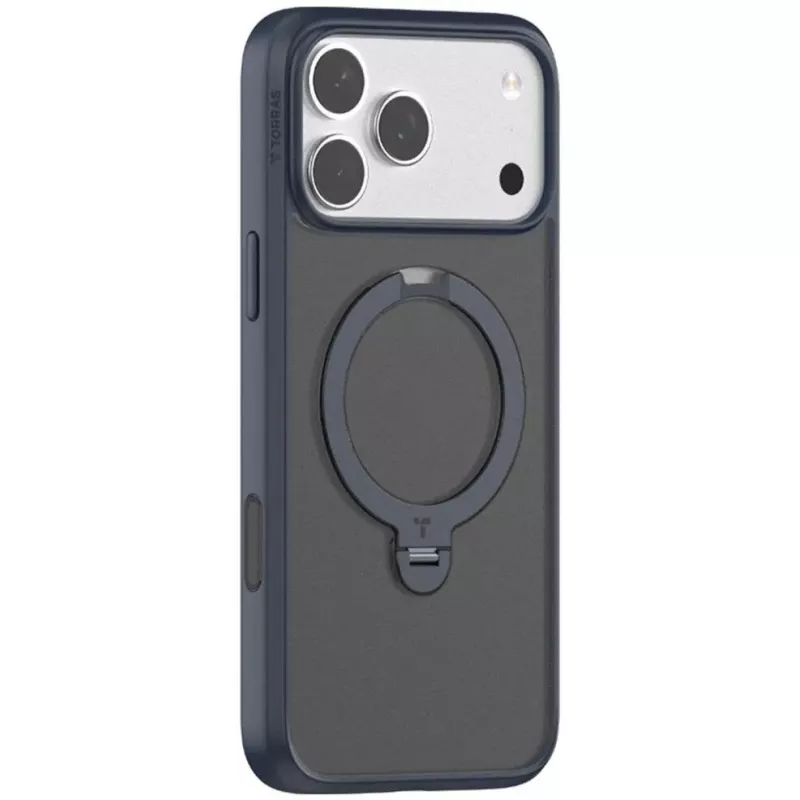 Torras Ostand Spin serijos telefono dėklas, skirtas iPhone 17 Pro Max, tamsiai mėlynas