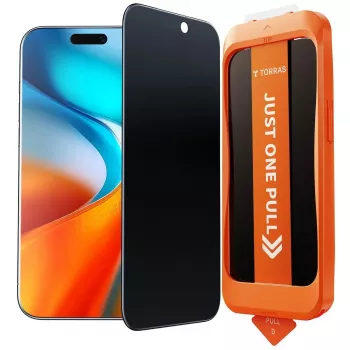 Privatumo ekrano apsauginė plėvelė Torras INSTALL MASTER, skirta „iPhone 17 Pro“ – juoda