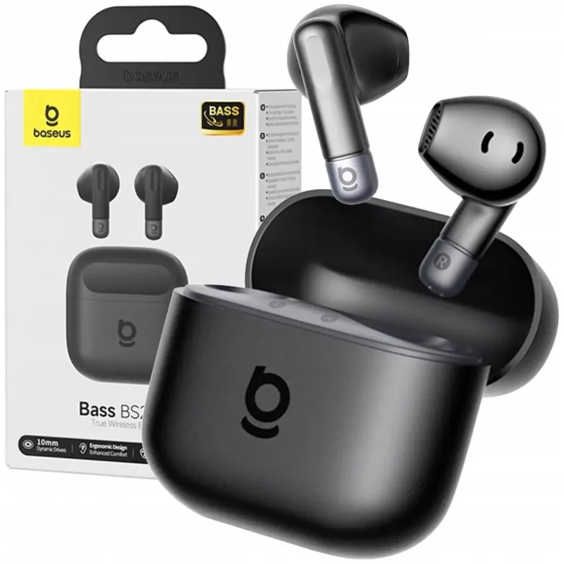 Belaidės į ausis įdedamos ausinės Baseus Bass BS2 Lite TWS — juodos