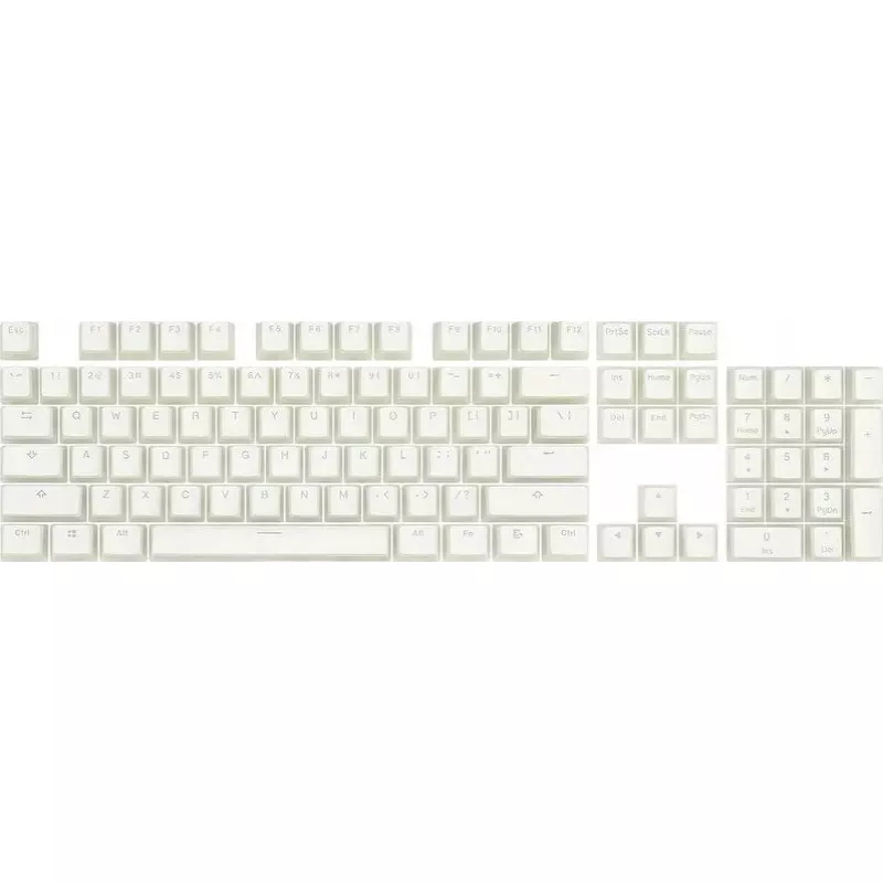 Klavišų dangtelių rinkinys REDRAGON A130 PBT Doubleshot White — pakaitiniai klavišų dangteliai, PBT medžiaga, „doubleshot“ legendos