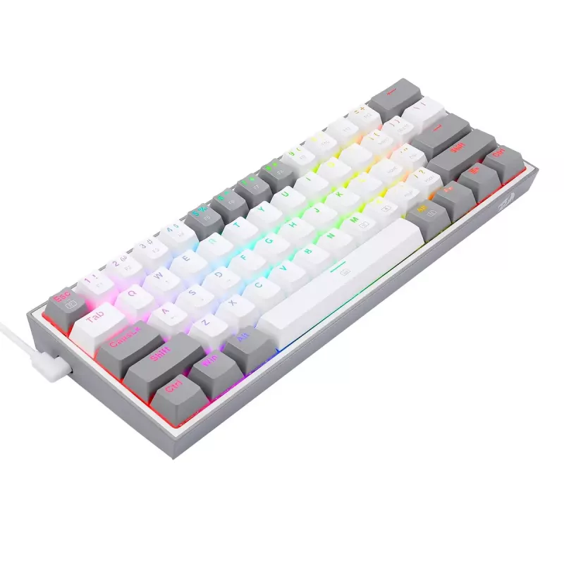 Mechaninė klaviatūra REDRAGON K617-RGB Fizz laidinė USB pilka balta