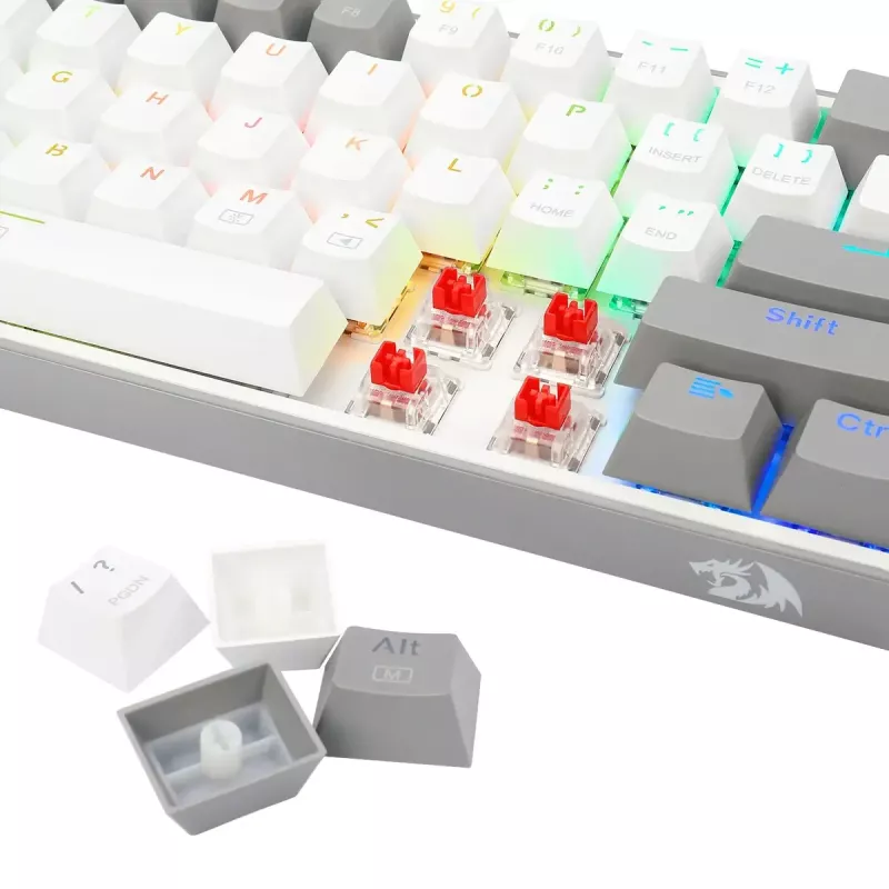 Mechaninė klaviatūra REDRAGON K617-RGB Fizz laidinė USB pilka balta