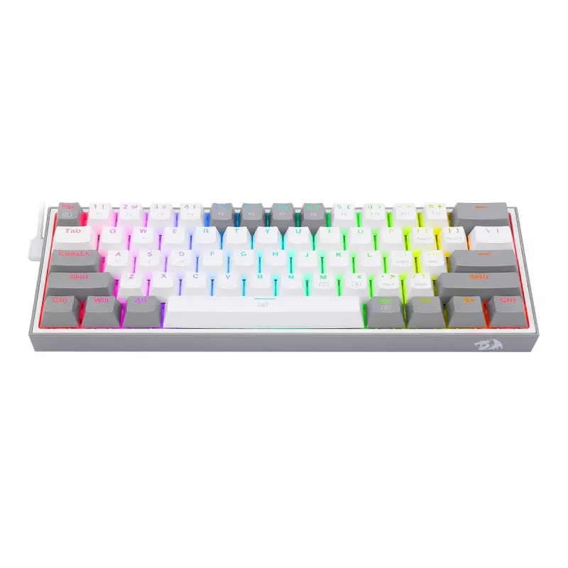 Mechaninė klaviatūra REDRAGON K617-RGB Fizz laidinė USB pilka balta