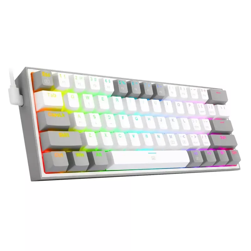 Mechaninė klaviatūra REDRAGON K617-RGB Fizz laidinė USB pilka balta