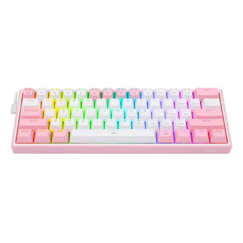 Mechaninė klaviatūra REDRAGON K617-Fizz RGB — laidinė USB, rožinė/baltas, 1,5 m laidas