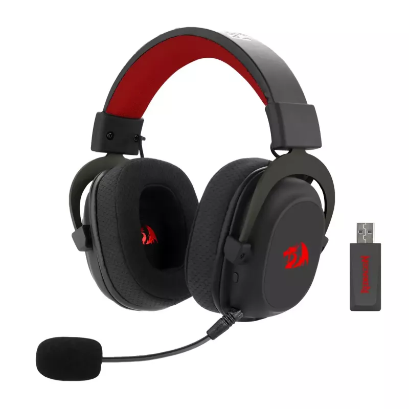 Laidinės Bluetooth ausinės ant ausų REDRAGON H510 Zeus Pro RGB — 20–20000 Hz, 1,8 m laidas, juodos