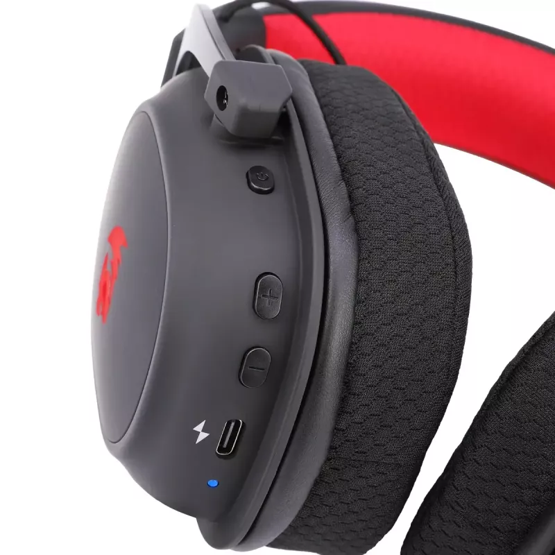 Laidinės Bluetooth ausinės ant ausų REDRAGON H510 Zeus Pro RGB — 20–20000 Hz, 1,8 m laidas, juodos