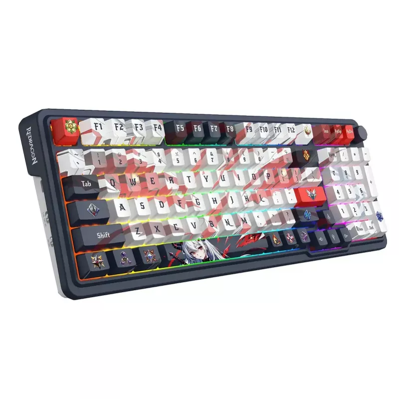 Mechaninė klaviatūra REDRAGON K686AK-RGB-PRO — RF belaidė + USB, tamsiai mėlyna balta, 1,5 m laidas