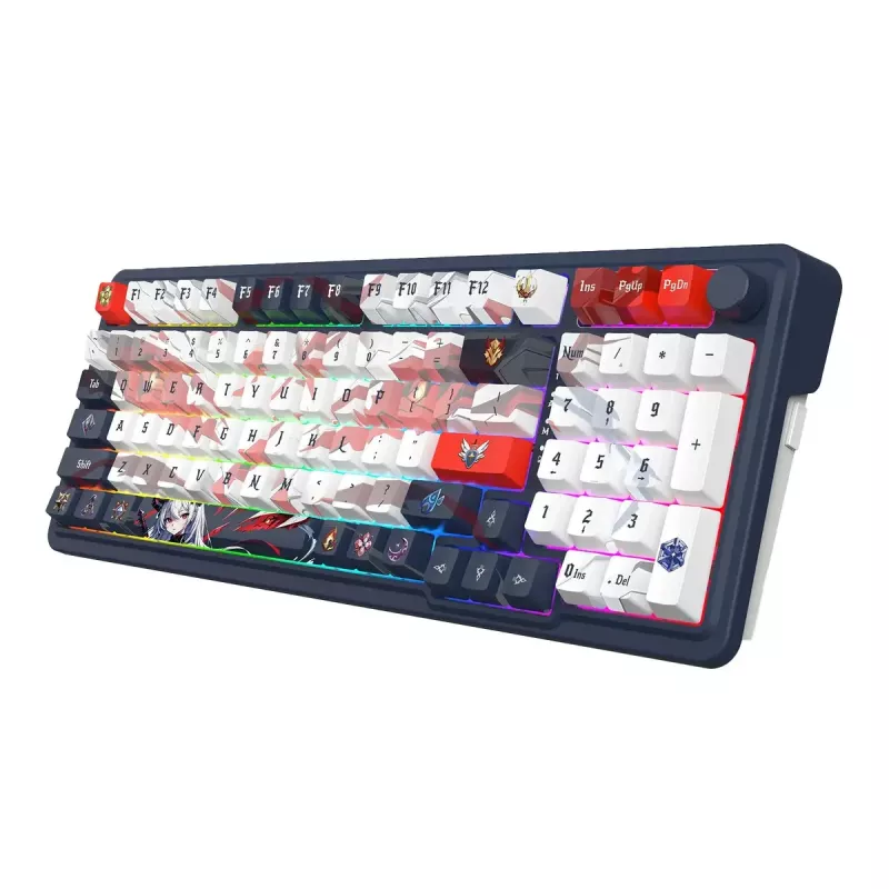 Mechaninė klaviatūra REDRAGON K686AK-RGB-PRO — RF belaidė + USB, tamsiai mėlyna balta, 1,5 m laidas