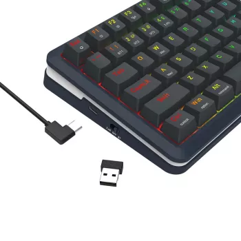 Mechaninė klaviatūra REDRAGON K708-RGB-PRO su USB, RF belaidžiu ryšiu ir Bluetooth, 1,5 m laidas, juoda, 0,76 kg