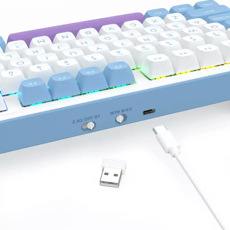 Mechaninė klaviatūra REDRAGON K707WBP-RGB-PRO laidinė USB mėlyna balta