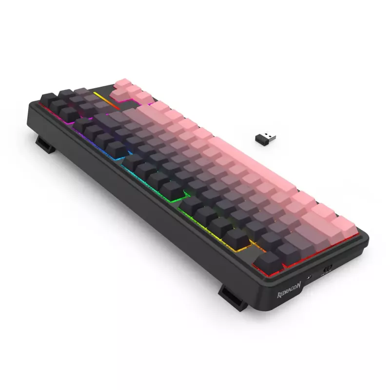 Mechaninė klaviatūra REDRAGON Antonium Pro K728SP-RGB-PRO — USB, RF belaidė, Bluetooth, juoda/rožinė
