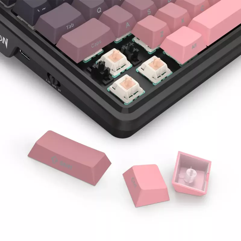Mechaninė klaviatūra REDRAGON Antonium Pro K728SP-RGB-PRO — USB, RF belaidė, Bluetooth, juoda/rožinė