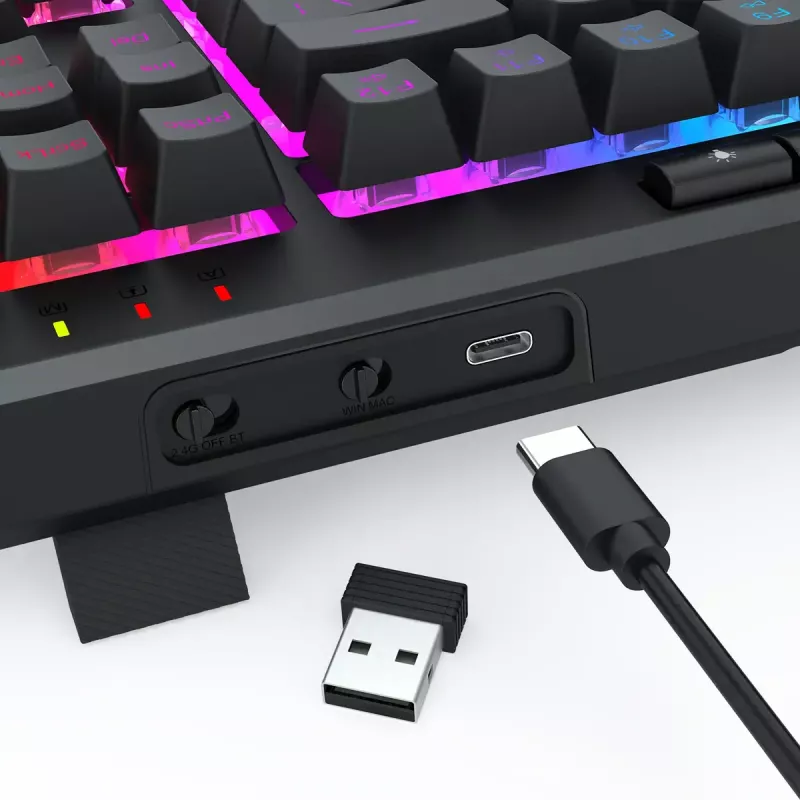 REDRAGON K516RGB-PRO SHIVA PRO 87 klaviatūra USB RF belaidė Bluetooth juoda