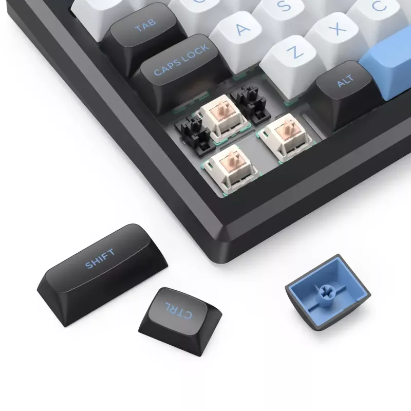 Klaviatūra REDRAGON K732WLB-RGB-PRO URANUS PRO — 65 % mechaninė, USB + RF belaidė + Bluetooth, QWERTY, angliški išdėstymai, 1,5 m laidas, juoda / balta
