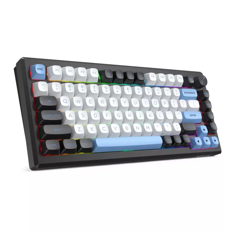 Klaviatūra REDRAGON K732WLB-RGB-PRO URANUS PRO — 65 % mechaninė, USB + RF belaidė + Bluetooth, QWERTY, angliški išdėstymai, 1,5 m laidas, juoda / balta