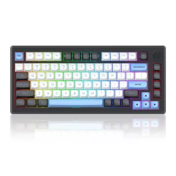 Klaviatūra REDRAGON K732WLB-RGB-PRO URANUS PRO — 65 % mechaninė, USB + RF belaidė + Bluetooth, QWERTY, angliški išdėstymai, 1,5 m laidas, juoda / balta