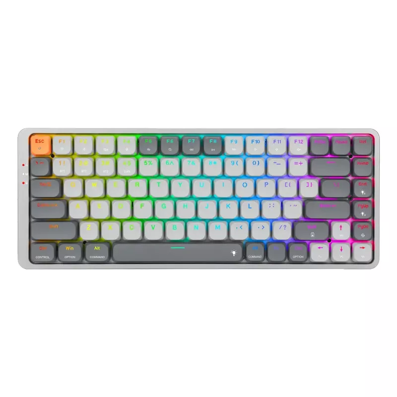 Mechaninė klaviatūra REDRAGON K652GG-RGB-PRO laidinė belaidė Bluetooth pilka