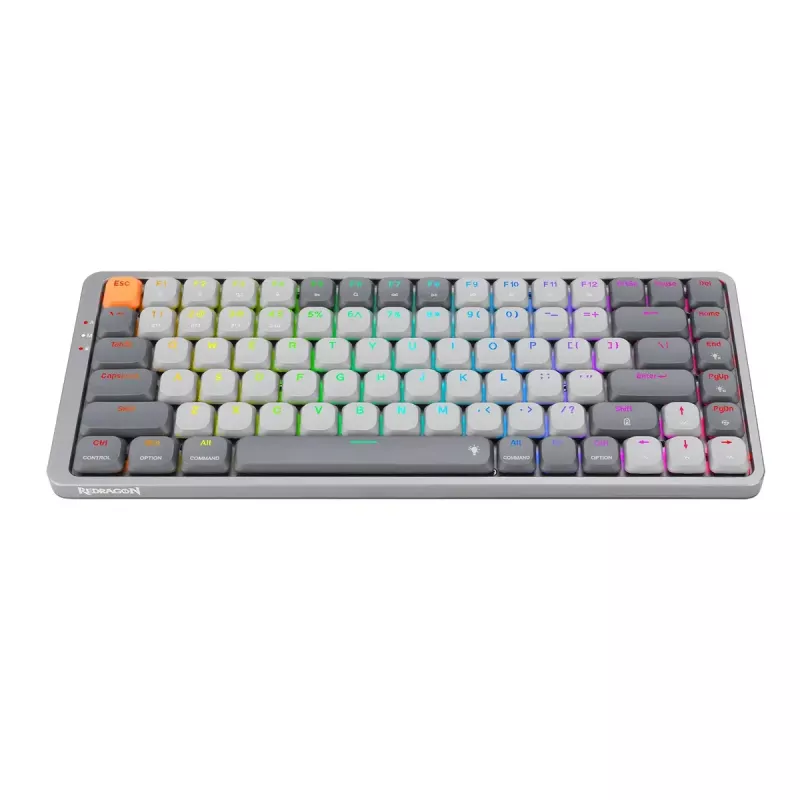 Mechaninė klaviatūra REDRAGON K652GG-RGB-PRO laidinė belaidė Bluetooth pilka