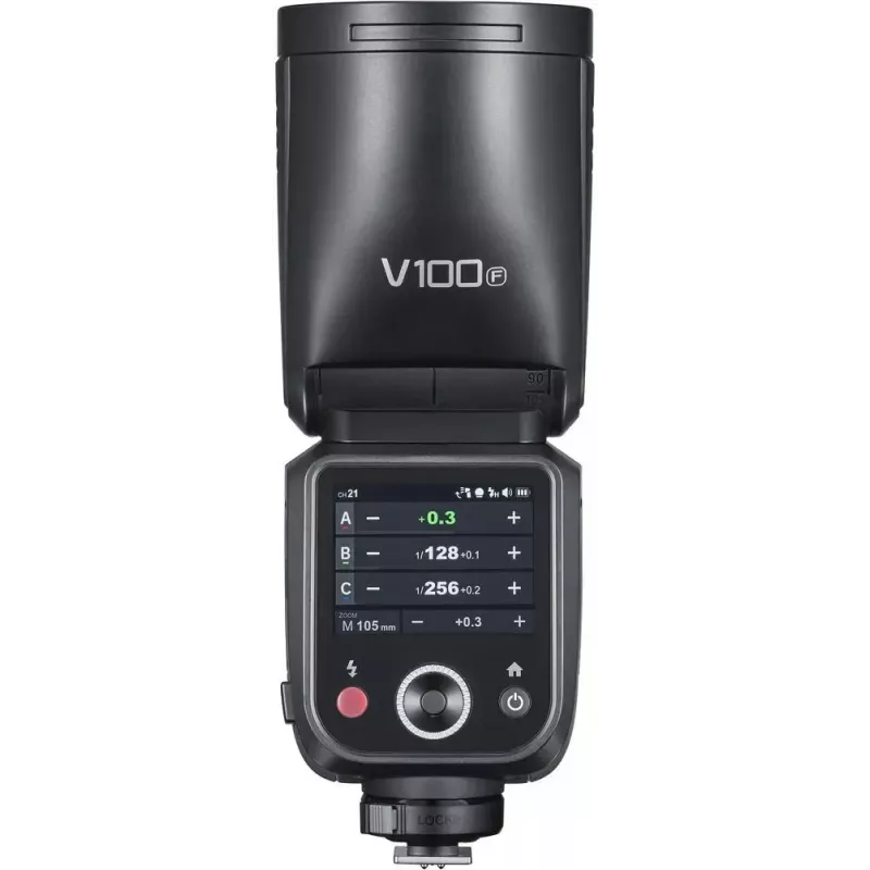 Flash Godox V100-F for Fujifilm — nešiojama ant kameros montuojama ličio jonų blykstė