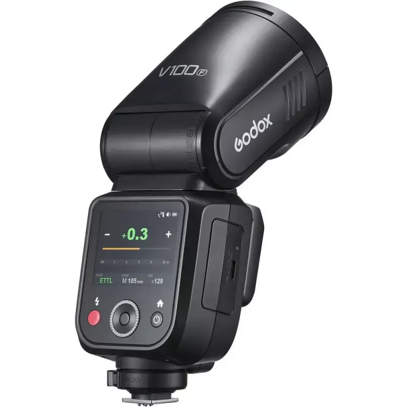 Flash Godox V100-F for Fujifilm — nešiojama ant kameros montuojama ličio jonų blykstė