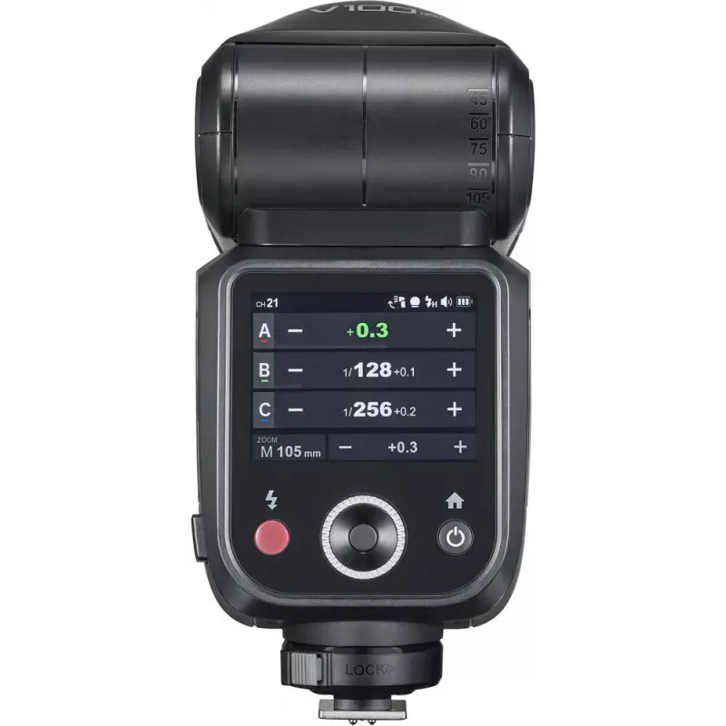Flash Godox V100-F for Fujifilm — nešiojama ant kameros montuojama ličio jonų blykstė