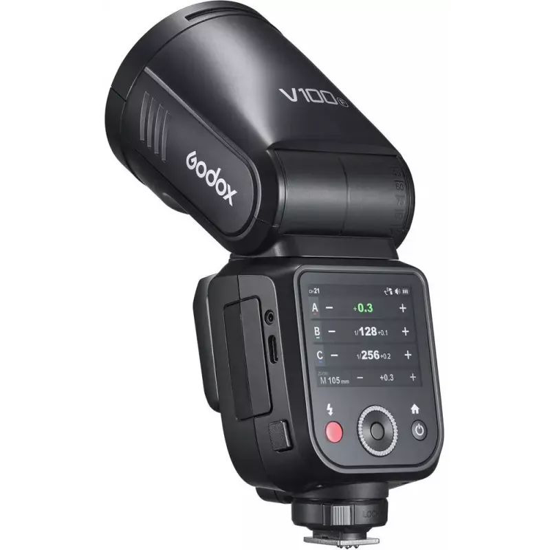 Flash Godox V100-F for Fujifilm — nešiojama ant kameros montuojama ličio jonų blykstė