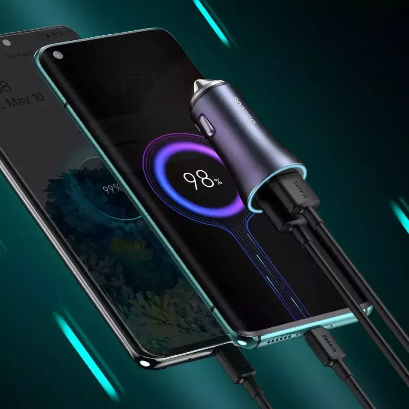 Automobilinis kroviklis Baseus TZCCJD-0G 40W tamsiai pilkas — USB transporto priemonės maitinimo adapteris, 40W išvestis