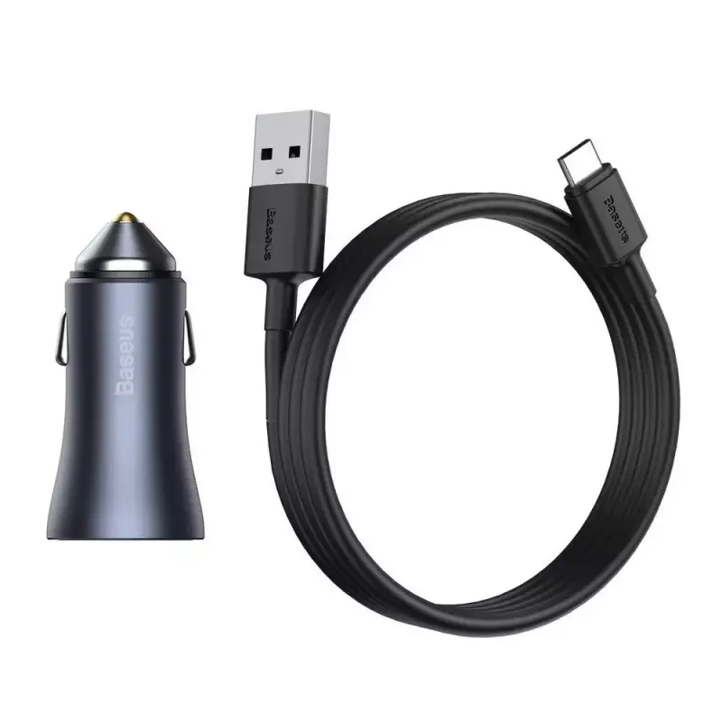 Automobilinis kroviklis Baseus TZCCJD-0G 40W tamsiai pilkas — USB transporto priemonės maitinimo adapteris, 40W išvestis