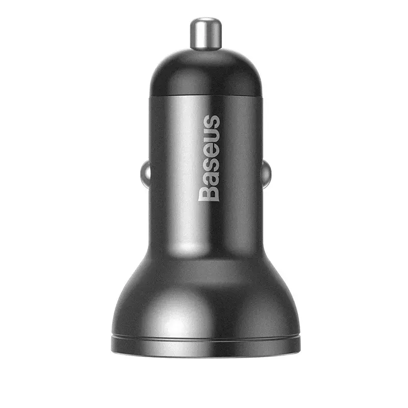 Automobilinis USB įkroviklis Baseus AB2XUSBAKBK — 2× USB 2.0, 4.8 A, maitinimas iš cigarečių degiklio lizdo, juoda/pilka