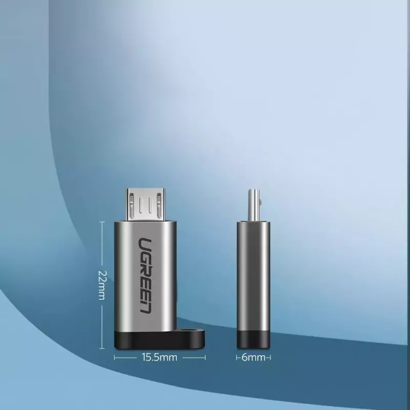 USB adapteris UGREEN USB-C į microUSB, pilkas, lengvas 0,4 kg
