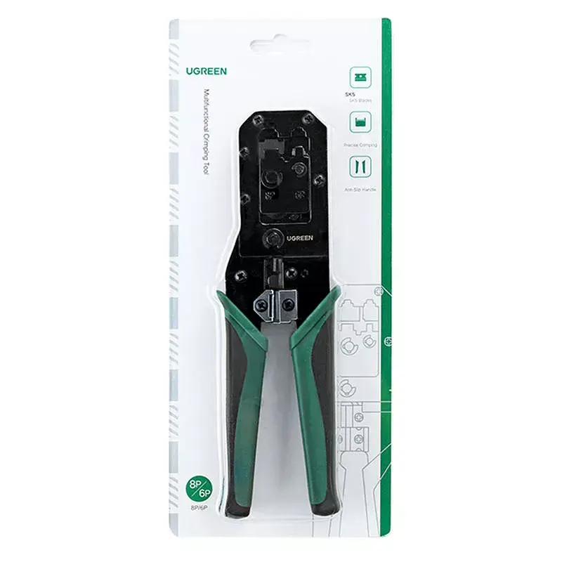 Užspaudimo įrankis UGREEN NW136 Ethernet RJ45/UTP kabeliams, juoda/žalia