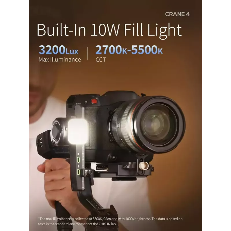 Gimbal Zhiyun Crane 4 3 ašių stabilizatorius su iki 10 valandų baterijos veikimo trukme
